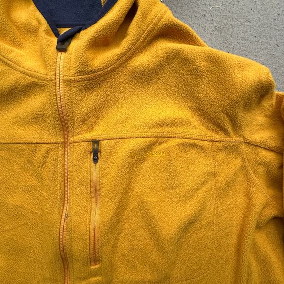 LL Bean Polartec Windbloc Fleece Hoodie Jacket Mens XXL Full Zip Yellow 251298 - Picture 9 of 15